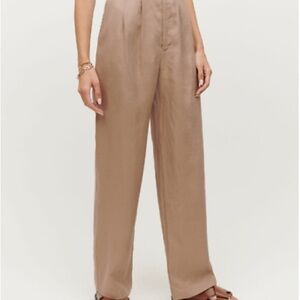 Reformation Tan Wide Leg Pants High Waisted